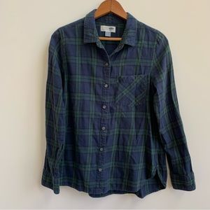 Old Navy Cotton Green and Blue Plaid Button down Shirt
